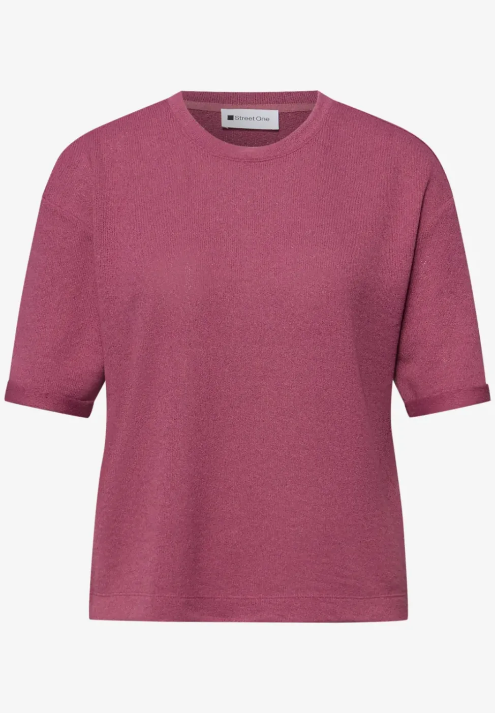 T-Shirt mit Rundhals im Strick-Look