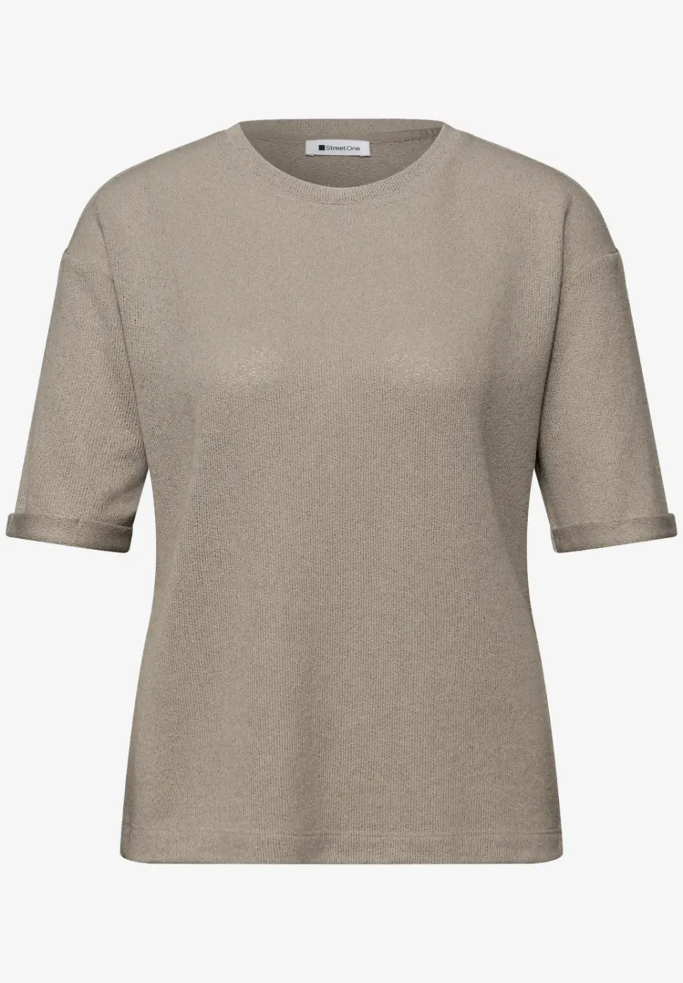 T-Shirt mit Rundhals im Strick-Look