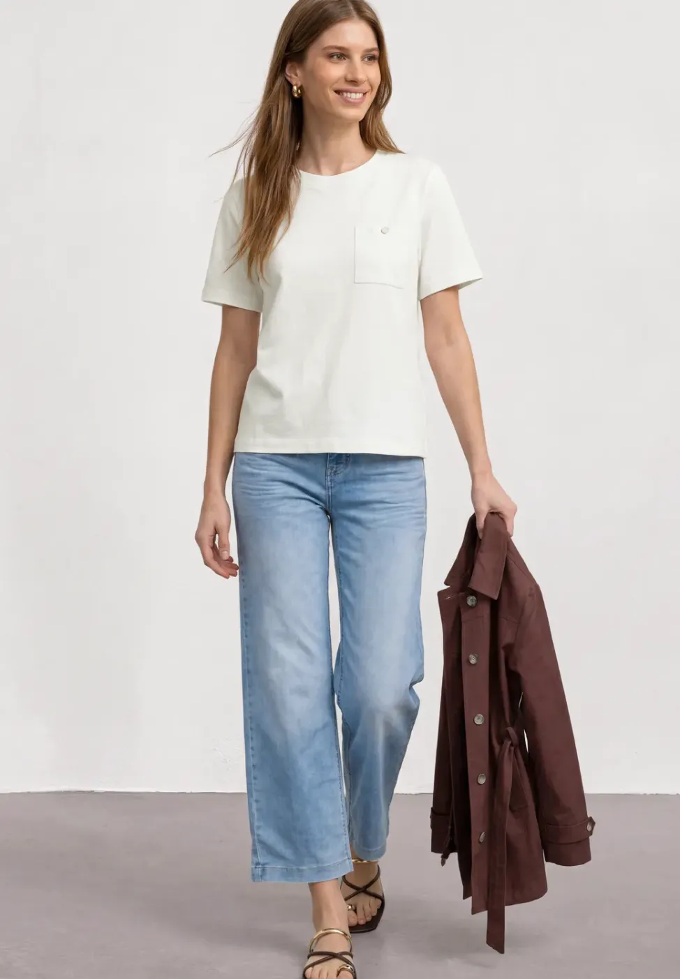 T-Shirt mit Rundhals und Brusttasche