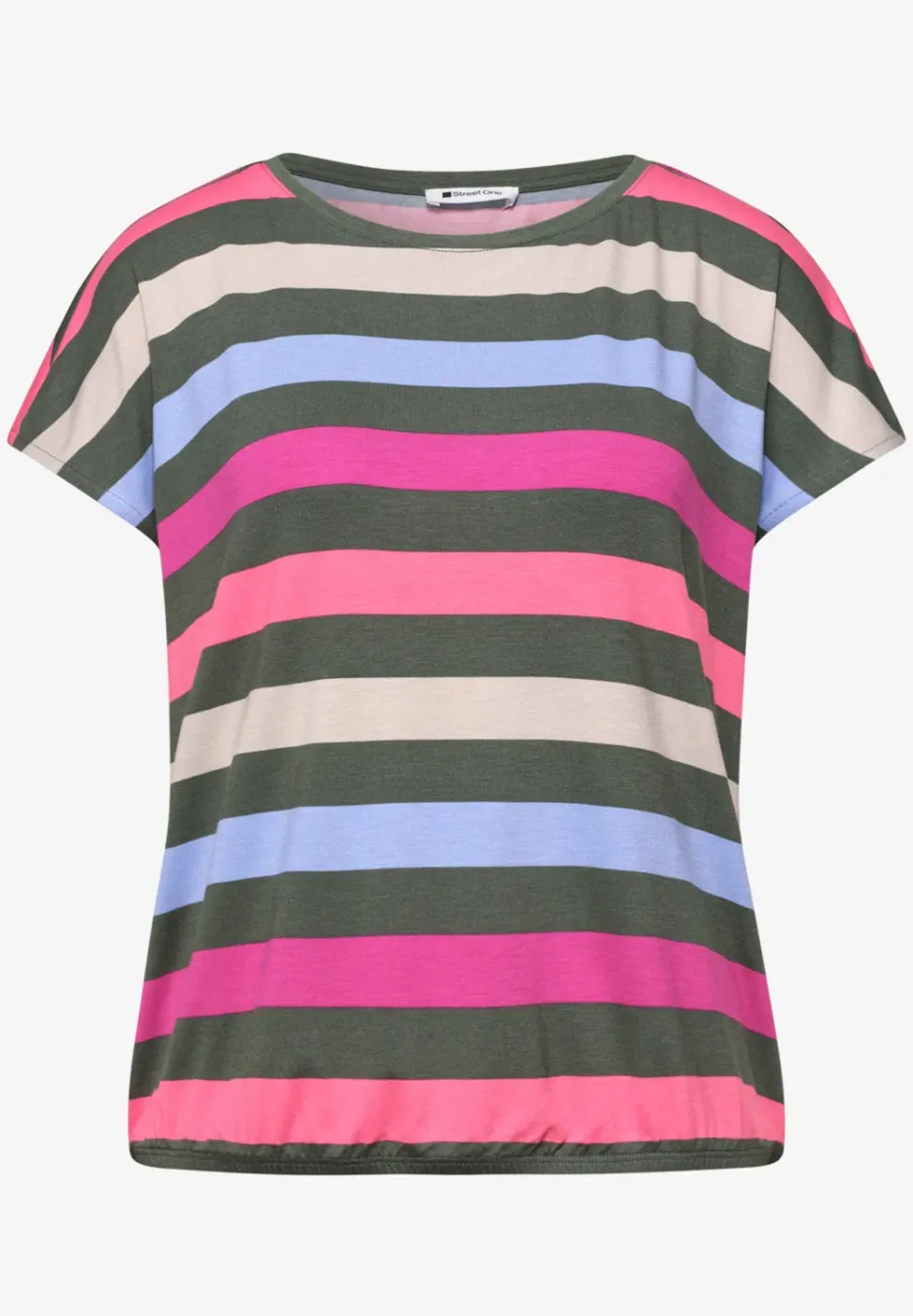 T-Shirt mit Rundhals und Elastiksaum