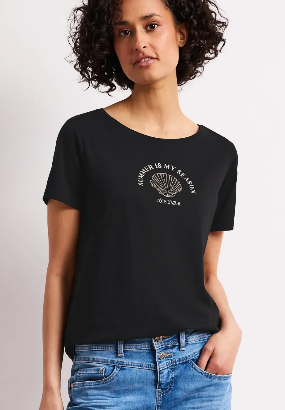 T-Shirt mit Rundhals und Muschelprint