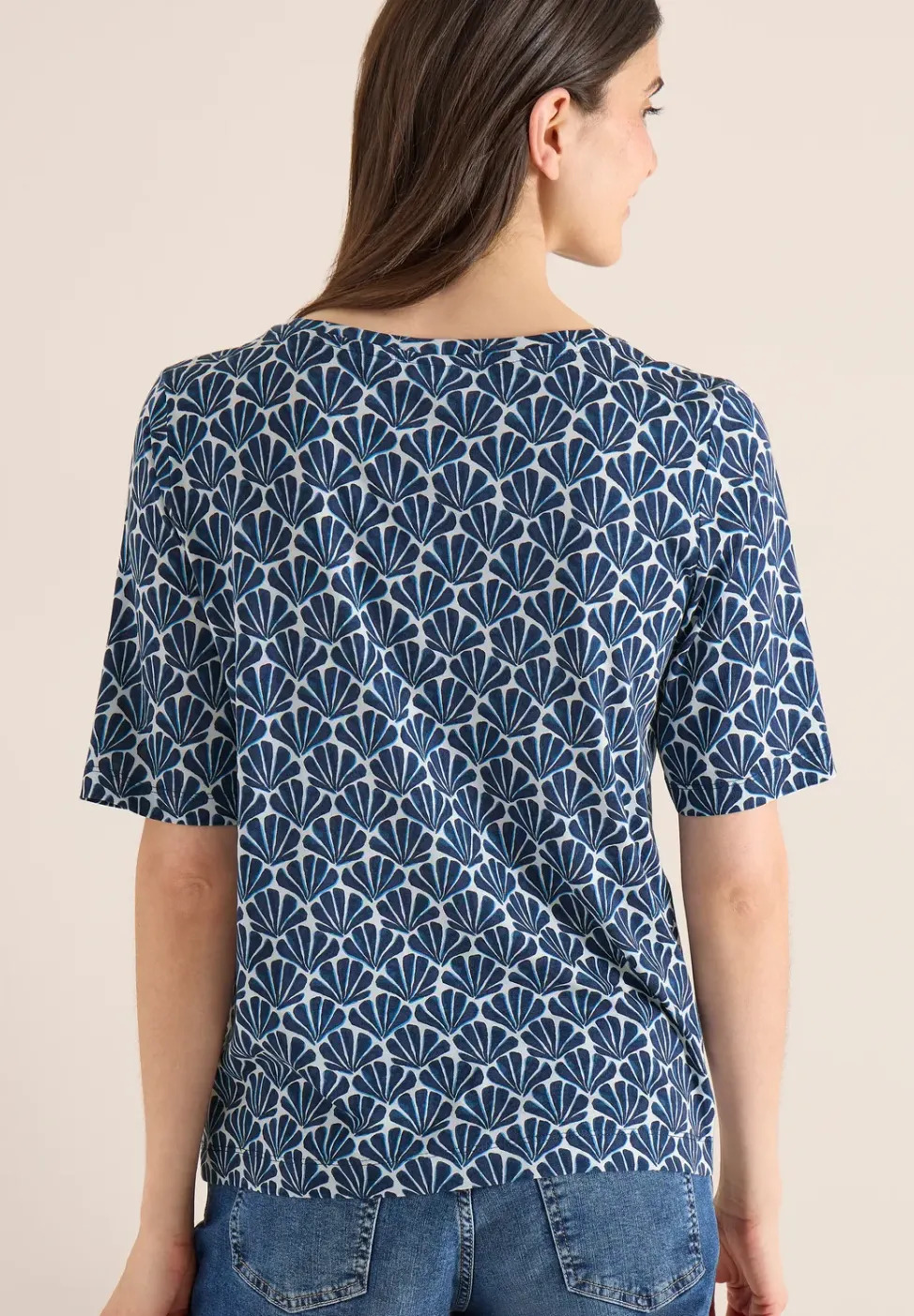 T-Shirt mit Rundhals und Muschelprint