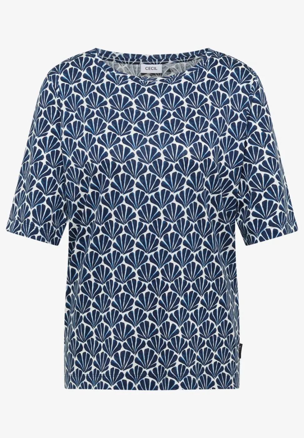 T-Shirt mit Rundhals und Muschelprint
