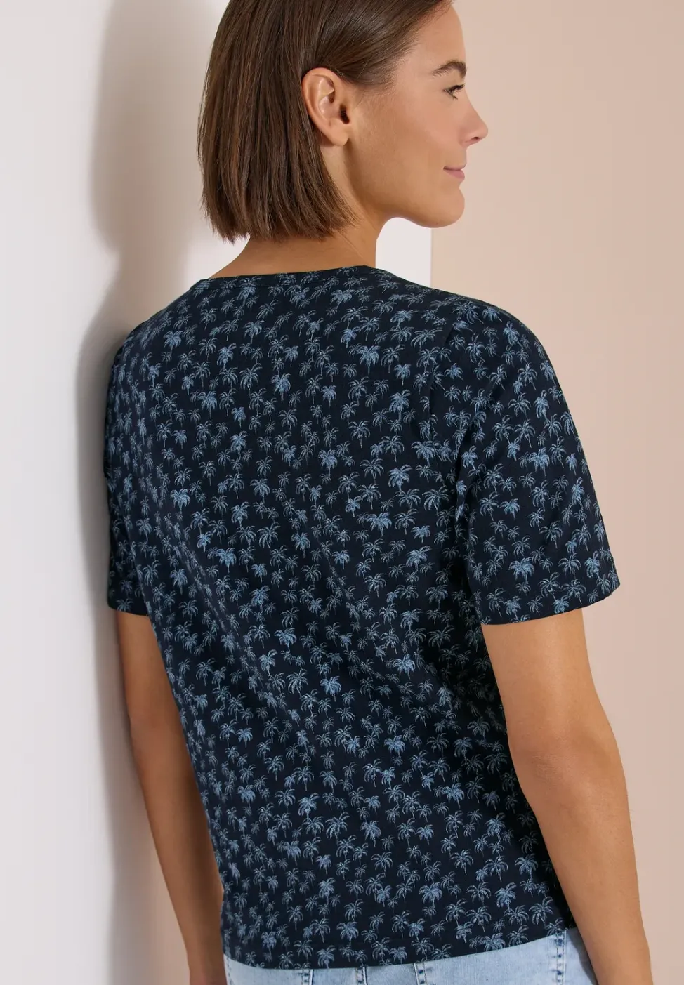 T-Shirt mit Rundhals und Palmenprint