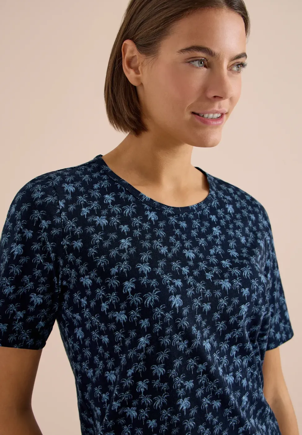 T-Shirt mit Rundhals und Palmenprint