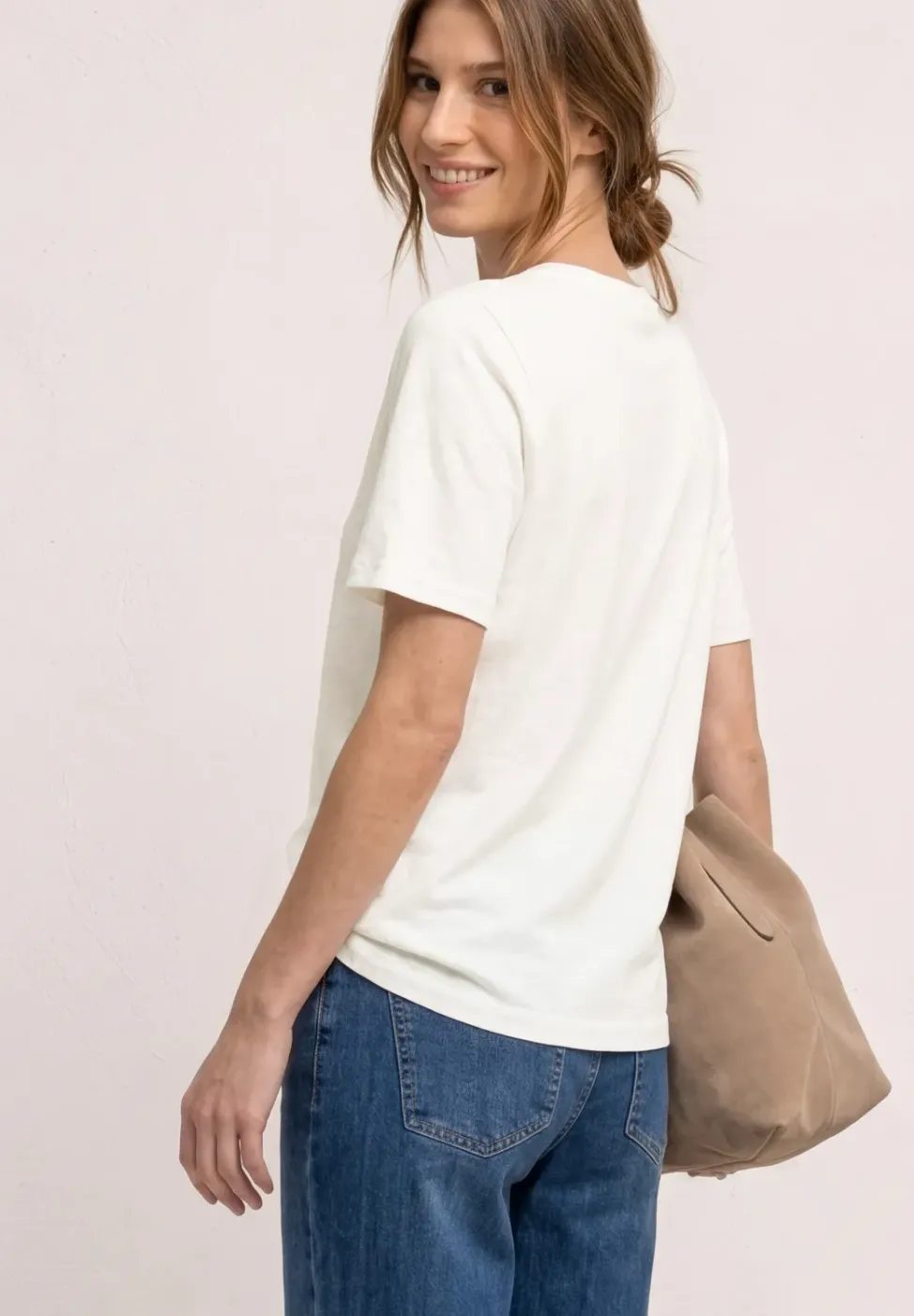 T-Shirt mit Rundhals und Schmucksteinen