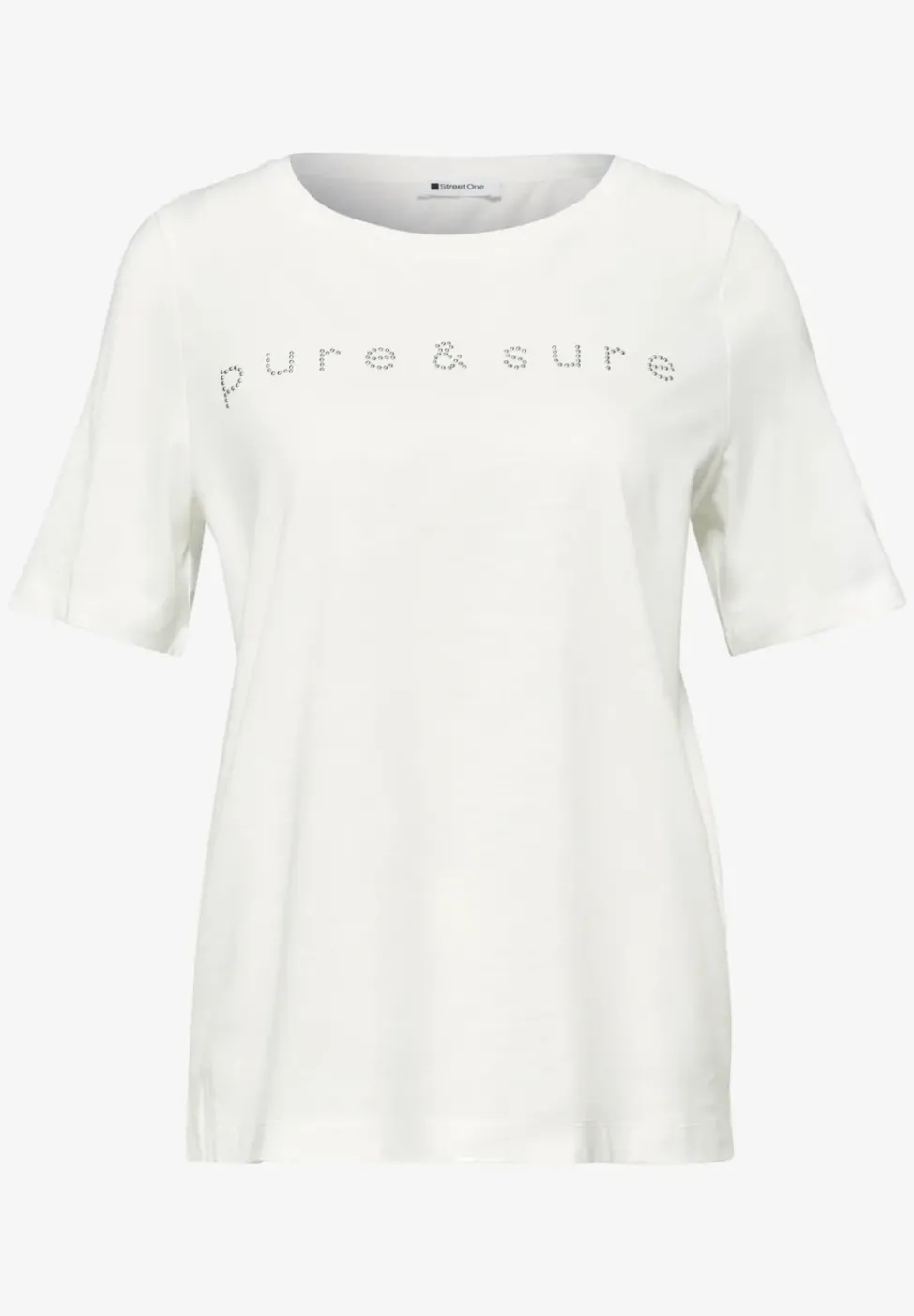 T-Shirt mit Rundhals und Schmucksteinen