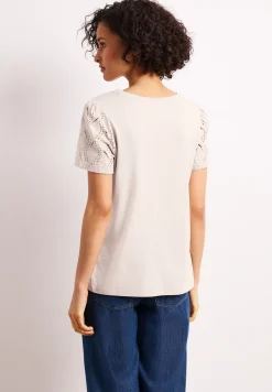 T-Shirt mit Rundhals und Spitzenärmeln