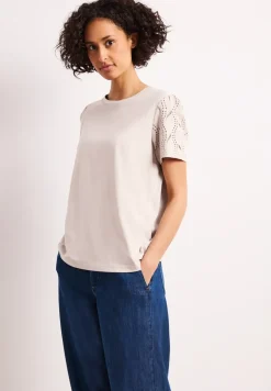 T-Shirt mit Rundhals und Spitzenärmeln