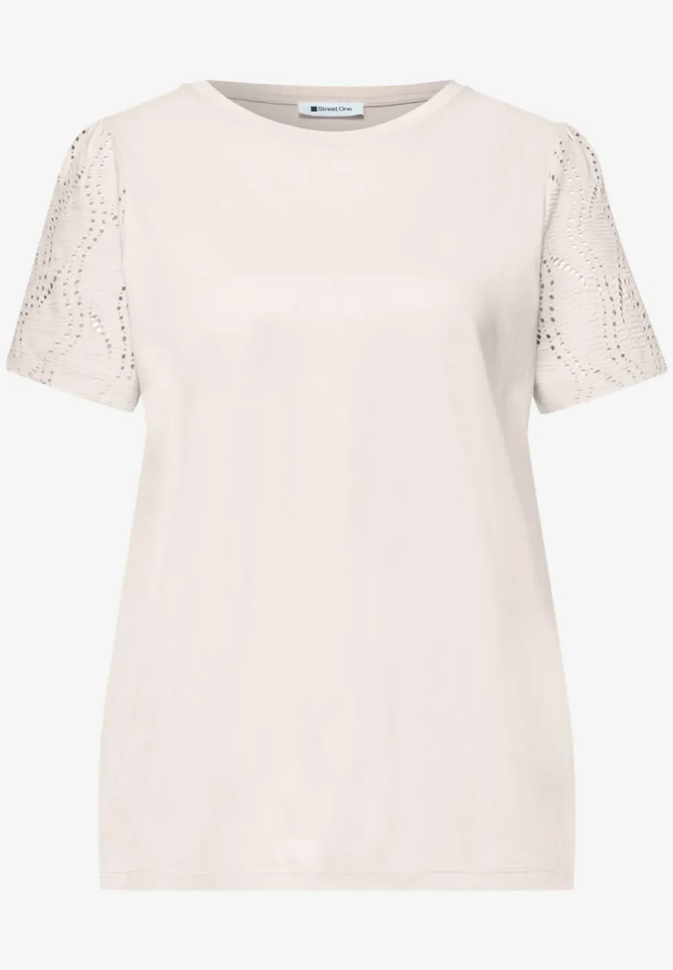T-Shirt mit Rundhals und Spitzenärmeln