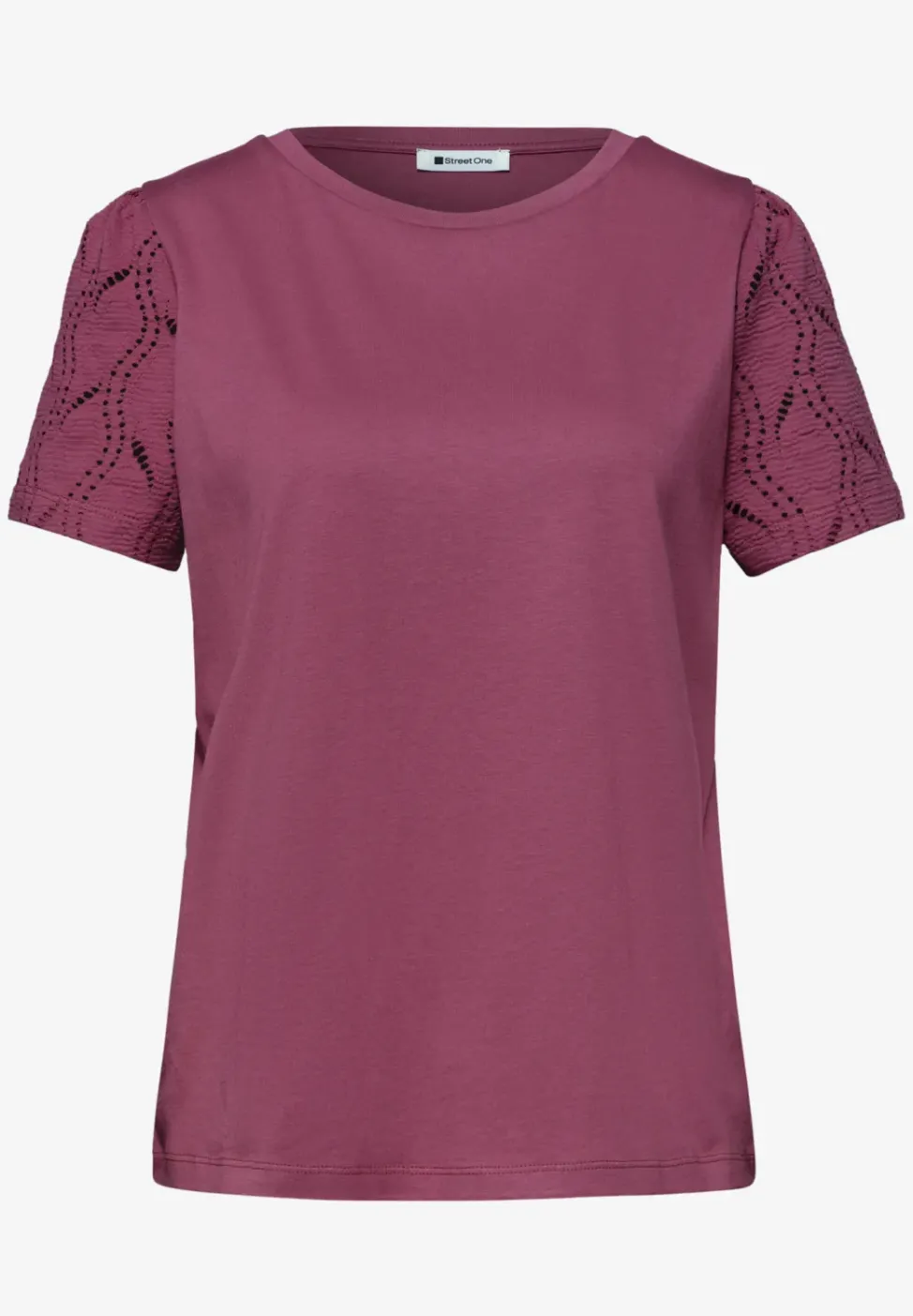T-Shirt mit Rundhals und Spitzenärmeln