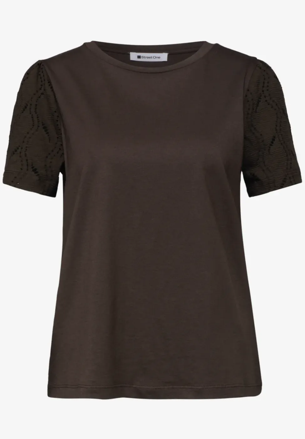 T-Shirt mit Rundhals und Spitzenärmeln