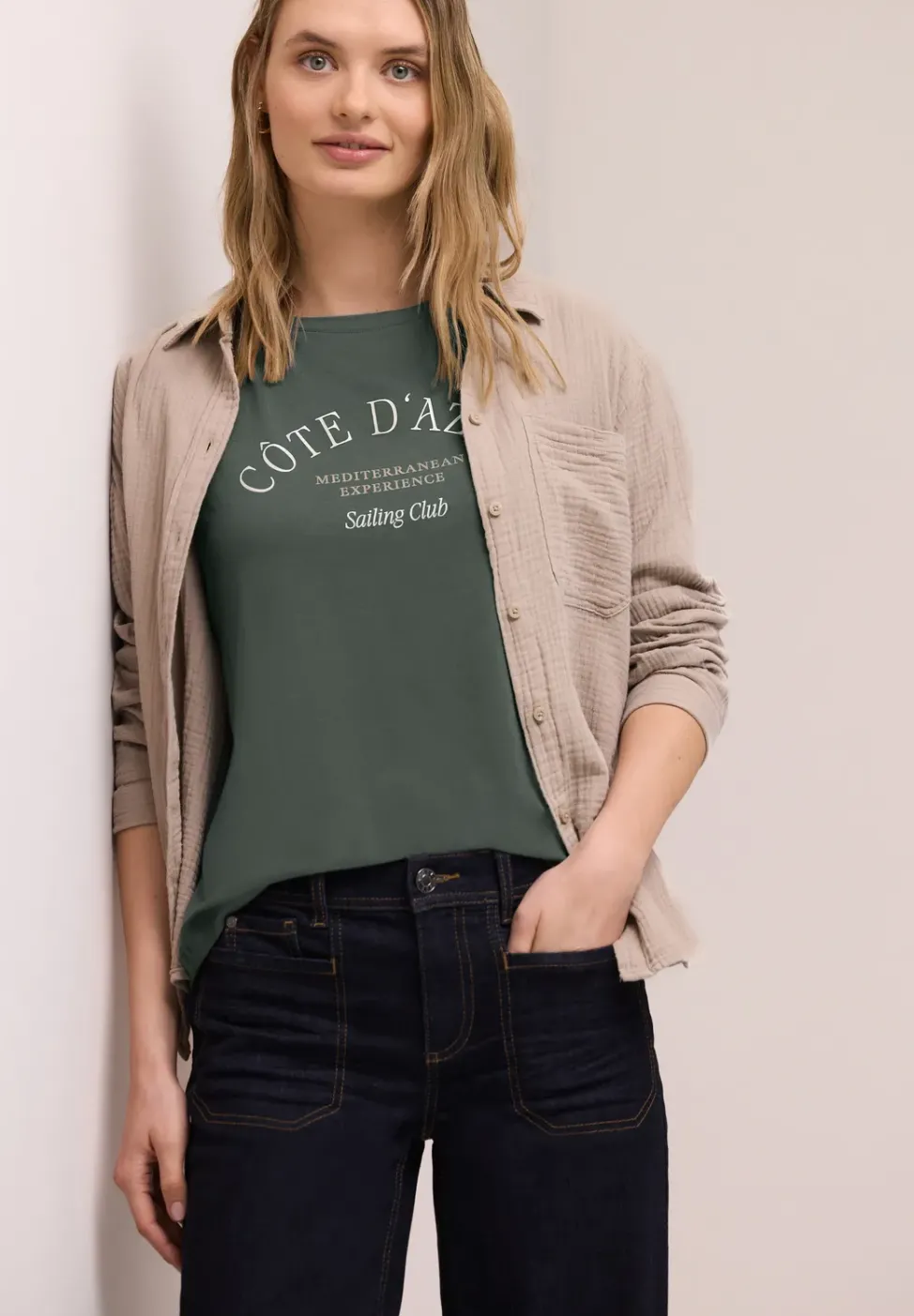 T-Shirt mit Rundhals und Wording