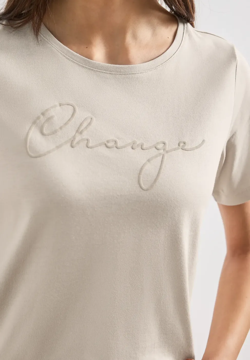 T-Shirt mit Rundhals und Wording Artwork