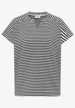 T-Shirt mit Split Neck und Struktur