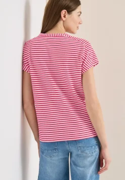 T-Shirt mit Split Neck und Struktur