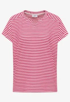 T-Shirt mit Split Neck und Struktur