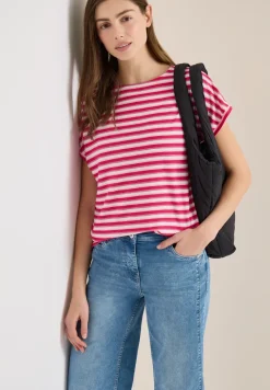 T-Shirt mit Streifen und Struktur