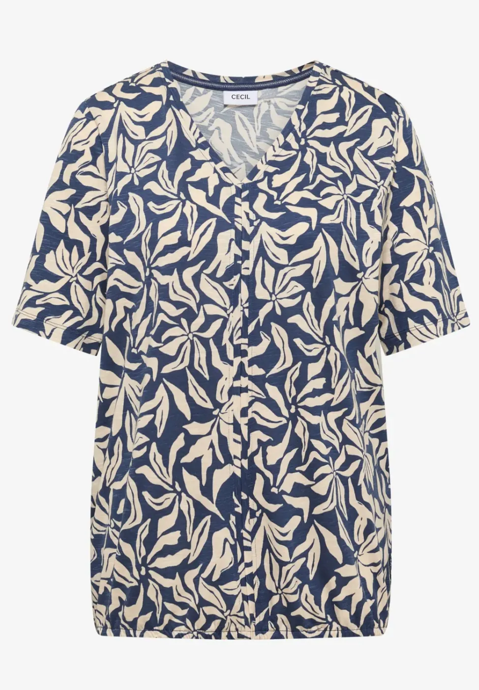 T-Shirt mit V-Neck und floralem Print