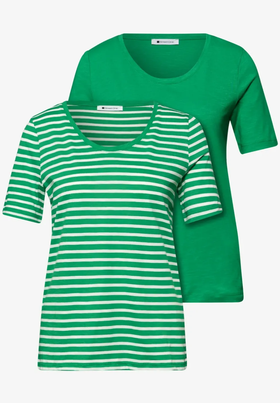 T-Shirts mit rounded V-Neck im 2er-Pack