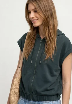 Weste im Silk-Look mit Kapuze
