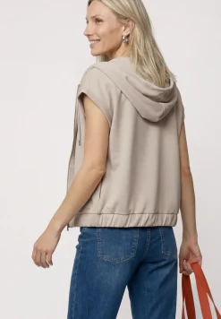 Weste im Silk-Look mit Kapuze