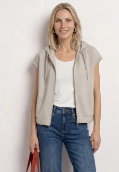 Weste im Silk-Look mit Kapuze