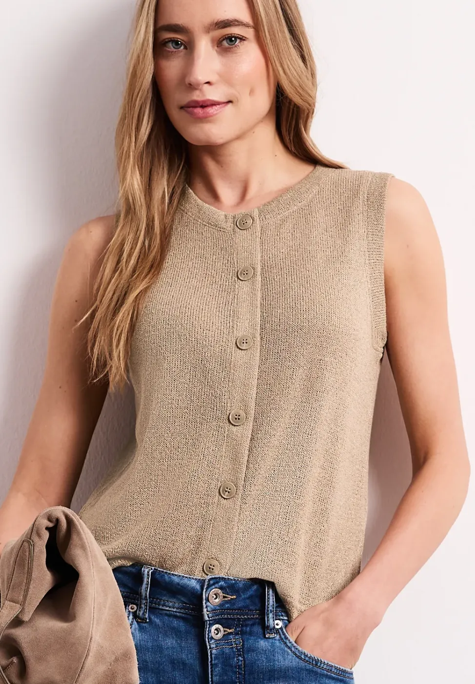 Weste im Strick-Look mit Glitzer