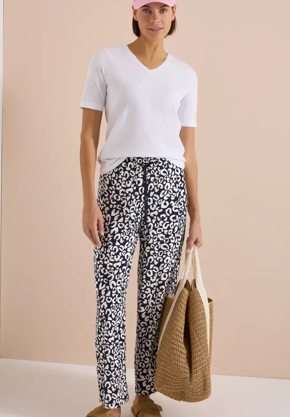 Wide Leg Hose im Loose Fit mit Leo-Print