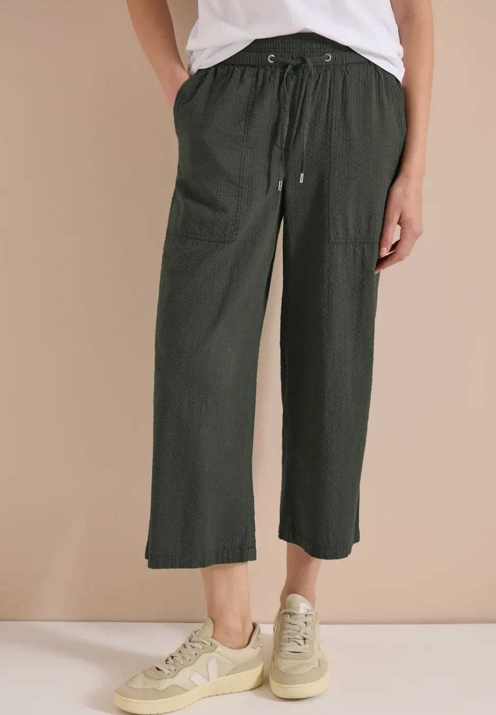 Wide Leg Hose in Seersucker Qualität
