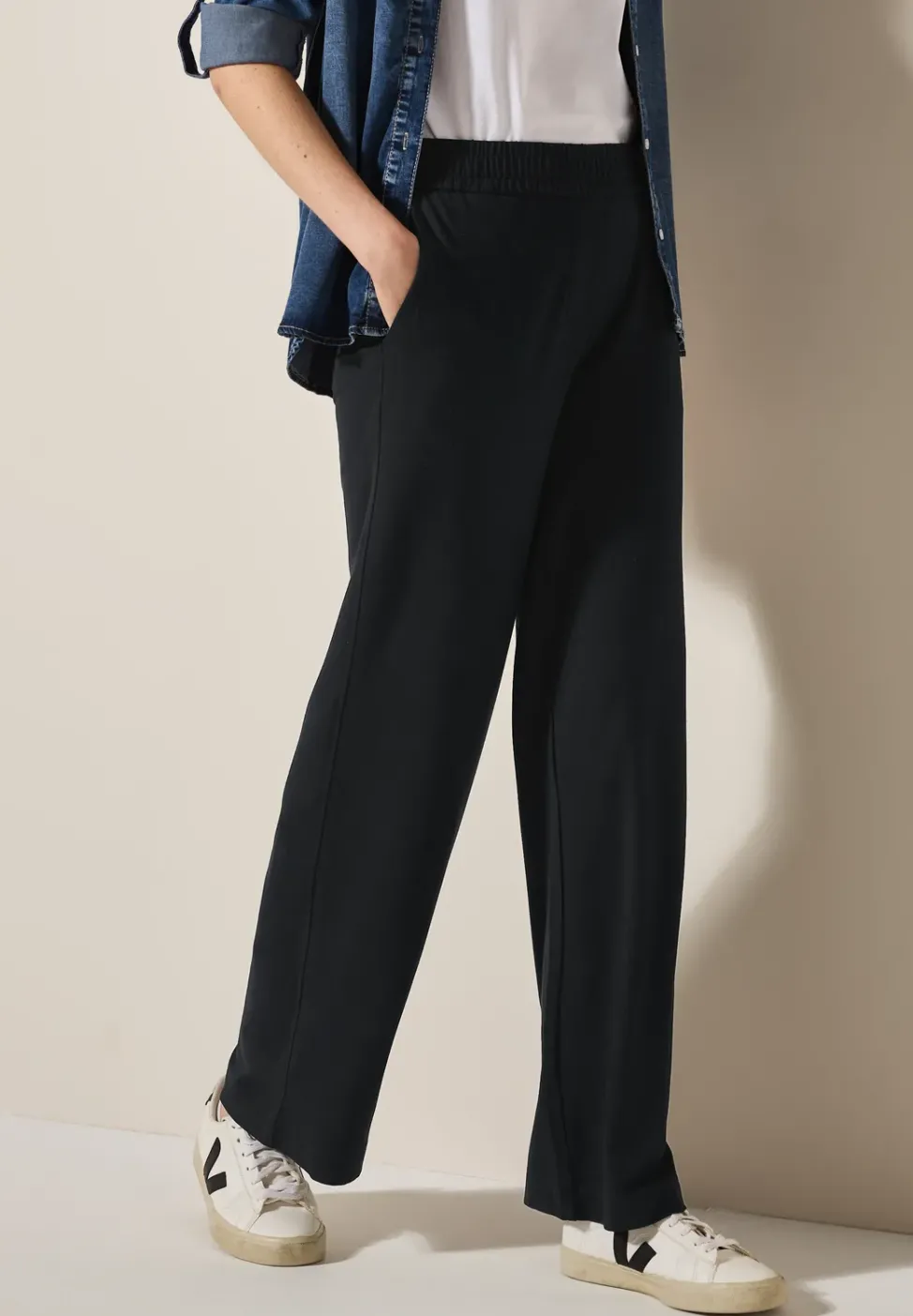 Wide Leg Jersey-Hose