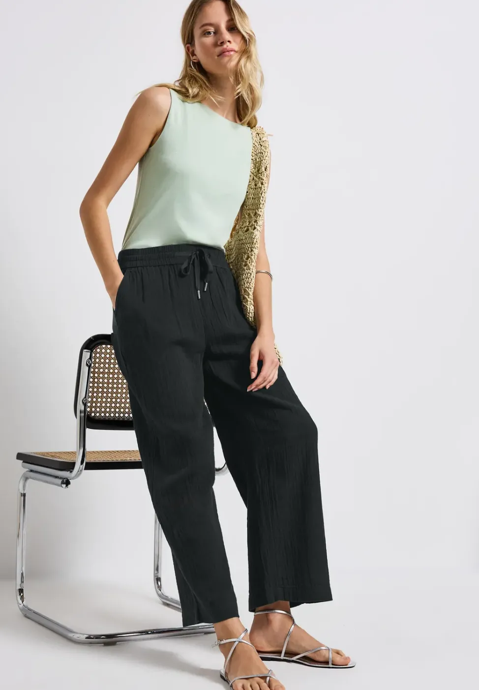 Wide Leg Musselin Hose